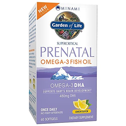 Garden of Life Prenatal DHA Omega 3 Fish Oil Supplement - Minami Natural Prenatal, Lemon, 60 Softgels
