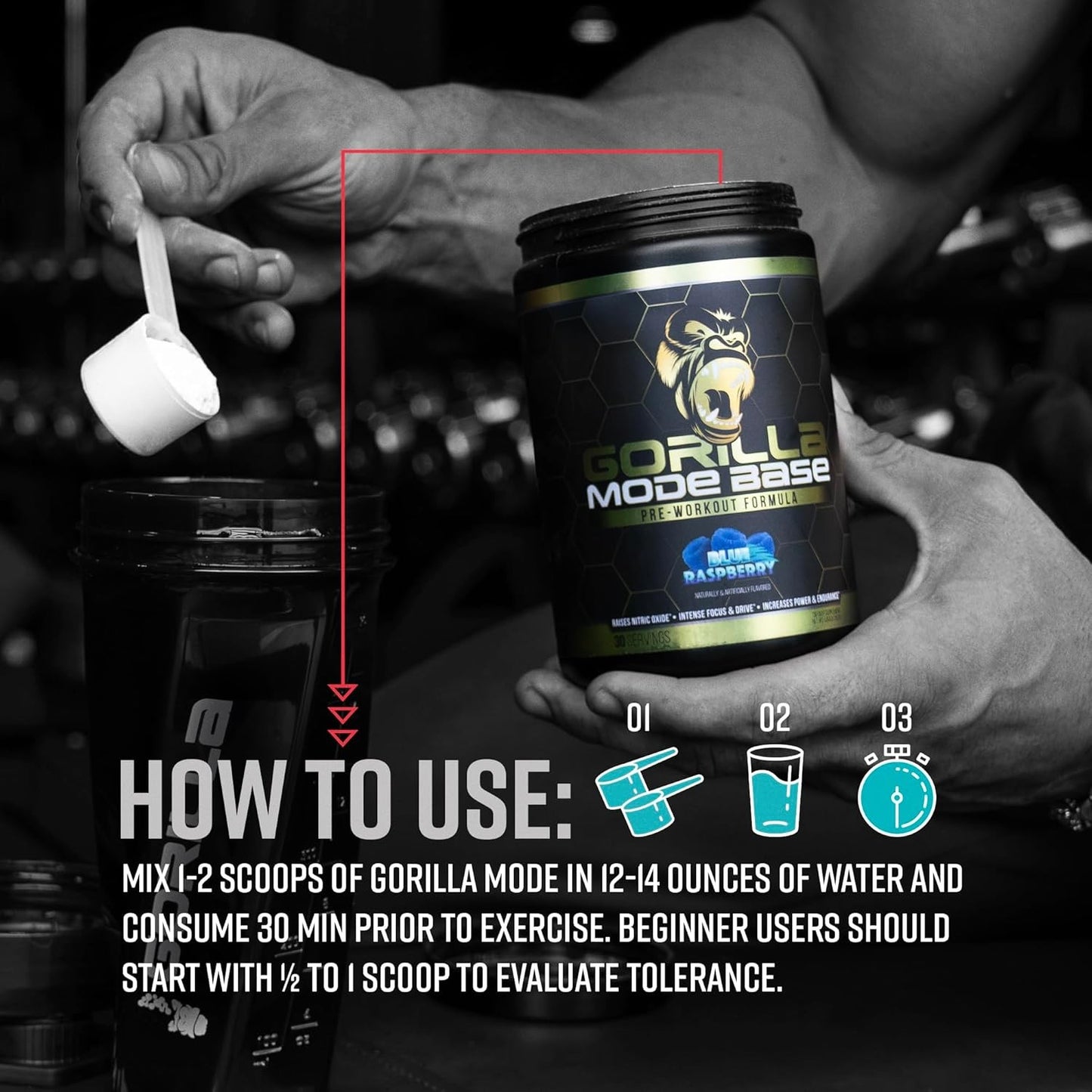 Gorilla Mind Base Pre Workout - 360 Grams (Blue Raspberry)