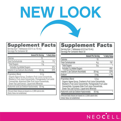 NeoCell Hyaluronic Acid Berry Liquid with Vitamin C; For 16 Fl Oz (Pack of 1)