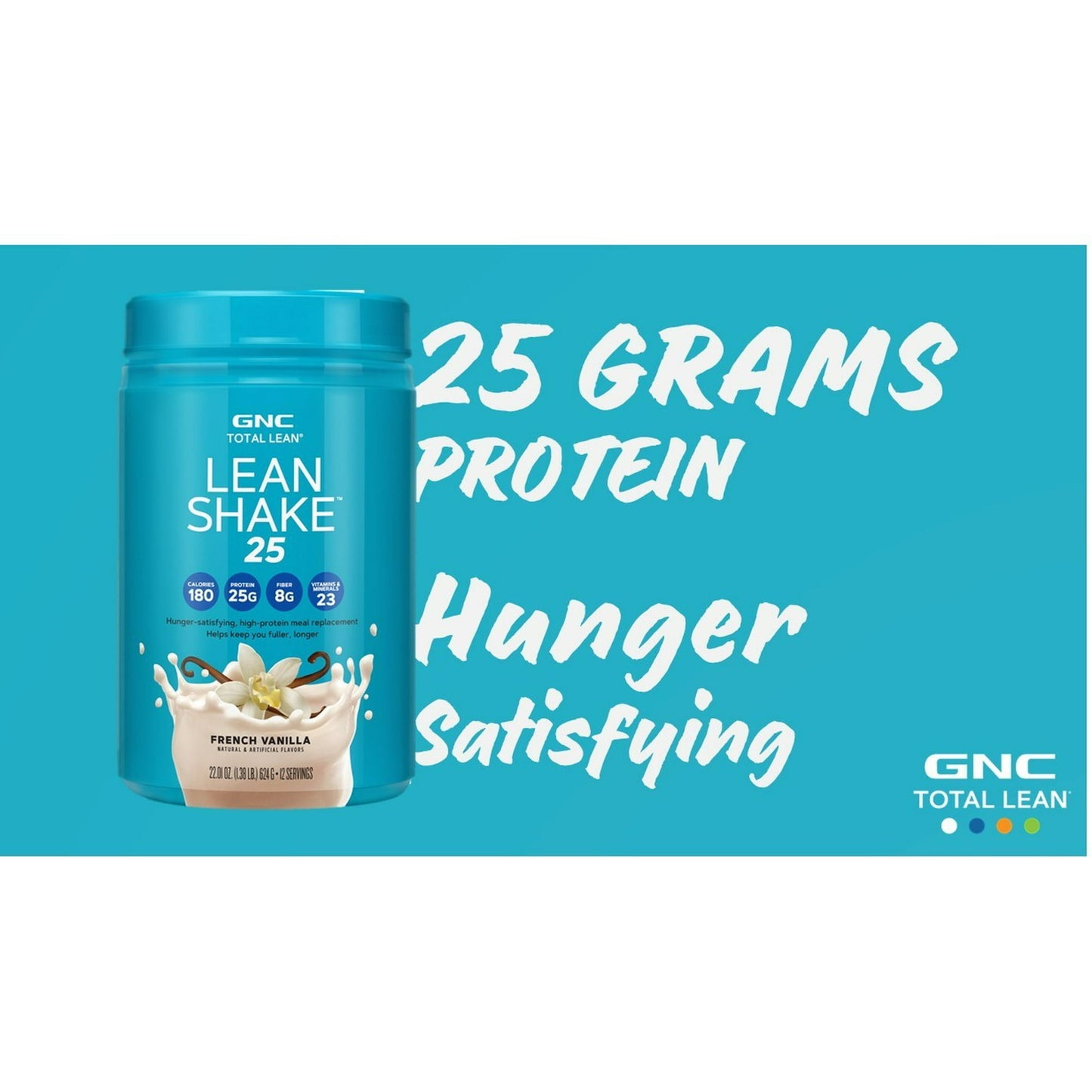 GNC Total Lean Shake 25 Burn French Vanilla 22oz  High Protein Meal Replacement