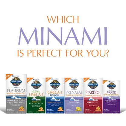 Garden of Life Prenatal DHA Omega 3 Fish Oil Supplement - Minami Natural Prenatal, Lemon, 60 Softgels