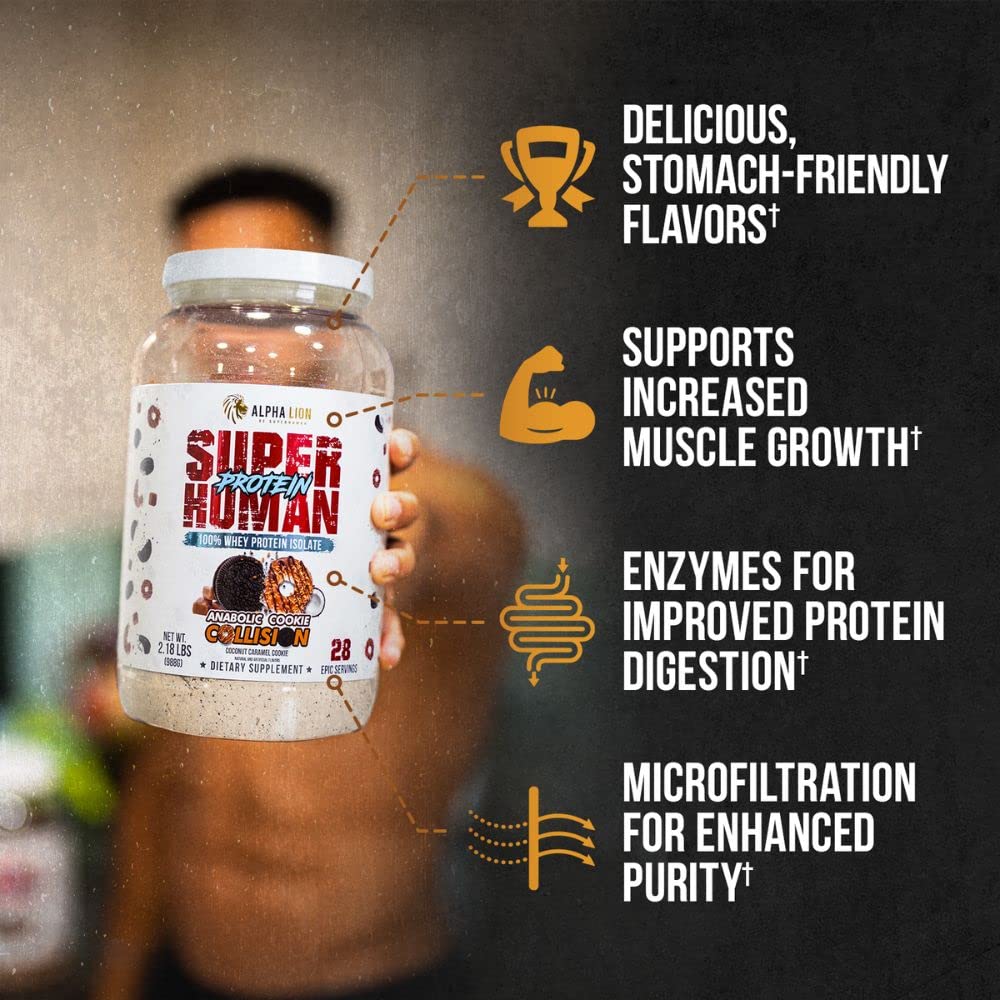 ALPHA LION Superhuman Whey Protein Powder, Great Tasting Pure Whey Protein Isolate, Low Carb, Low Sugar, No Bloat Post Workout, Muscle Recovery & Growth (28 Servings, Orange Gainsicle)