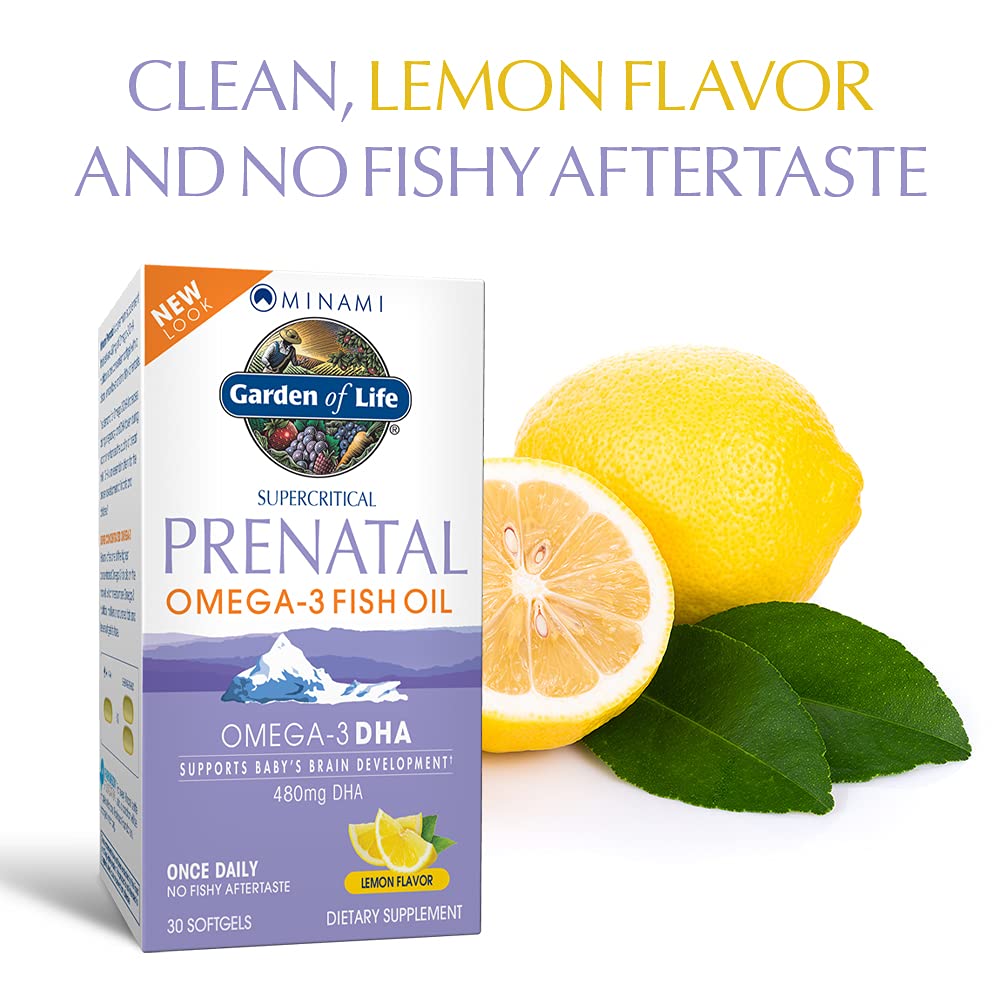 Garden of Life Prenatal DHA Omega 3 Fish Oil Supplement - Minami Natural Prenatal, Lemon, 60 Softgels