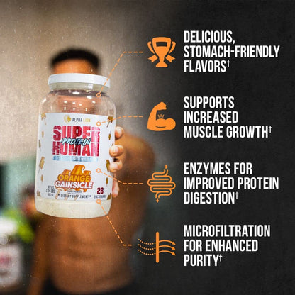 ALPHA LION Superhuman Whey Protein Powder, Great Tasting Pure Whey Protein Isolate, Low Carb, Low Sugar, No Bloat Post Workout, Muscle Recovery & Growth (28 Servings, Orange Gainsicle)