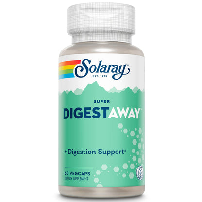 SOLARAY Super Digestaway Digestive Enzymes - Pancreatin, Papain, Ginger, Pepsin, Betaine HCl, Aloe Vera, and More - Digestion & Nutrient Absorption Support - Lab Verified - 180 VegCaps