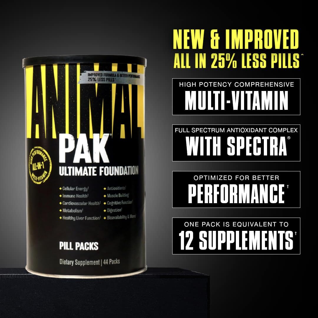 Animal Pak - Convenient All-in-One Vitamin & Supplement Powder - Zinc, Vitamins C, B, D, Amino Acids, Immune Support, Digestive Enzymes, and More - Daily Multivitamin for Women & Men - 60 Scoops