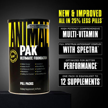 Animal Pak - Convenient All-in-One Vitamin & Supplement Powder - Zinc, Vitamins C, B, D, Amino Acids, Immune Support, Digestive Enzymes, and More - Daily Multivitamin for Women & Men - 60 Scoops