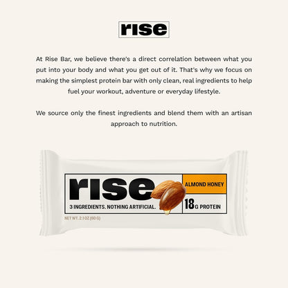 Rise Bar Rise Protein Bar Almond Honey 12 bars - Pack of 2