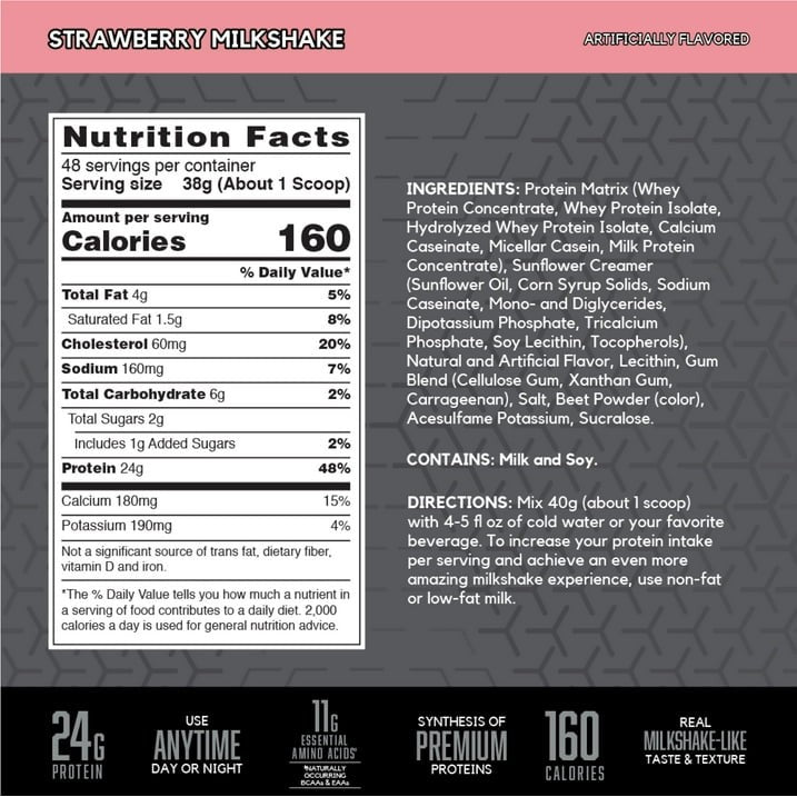 BSN SYNTHA-6 Edge Hydrolyzed Whey Protein Isolate Strawberry 4.01 LB 48 SERVINGS