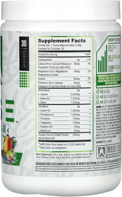 RYSE Up Supplements BCAA + EAA, 30 Servings, Tropical Snocone Pack of 2