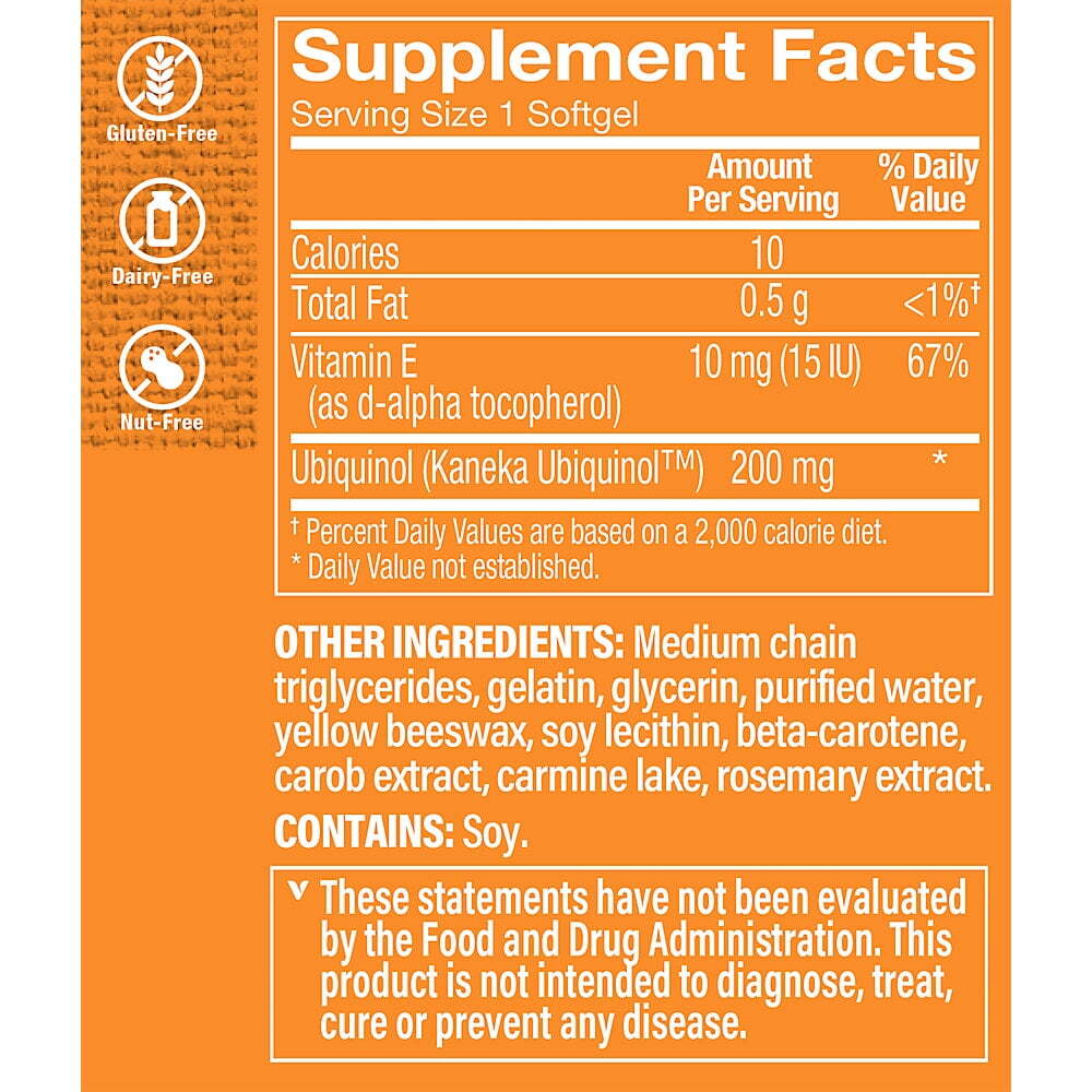 the Vitamin Shoppe Ubiquinol CoQ-10 200mg Dietary Supplement - 120 Softgels