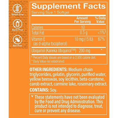 the Vitamin Shoppe Ubiquinol CoQ-10 200mg Dietary Supplement - 120 Softgels