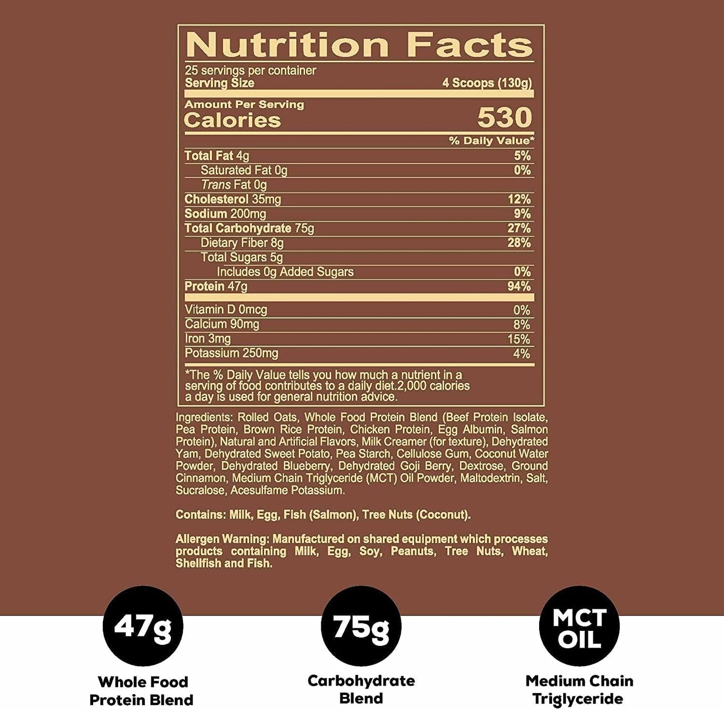 REDCON1 MRE Protein Powder, Fudge Brownie Meal Replacement Protein Blend 7 Lb