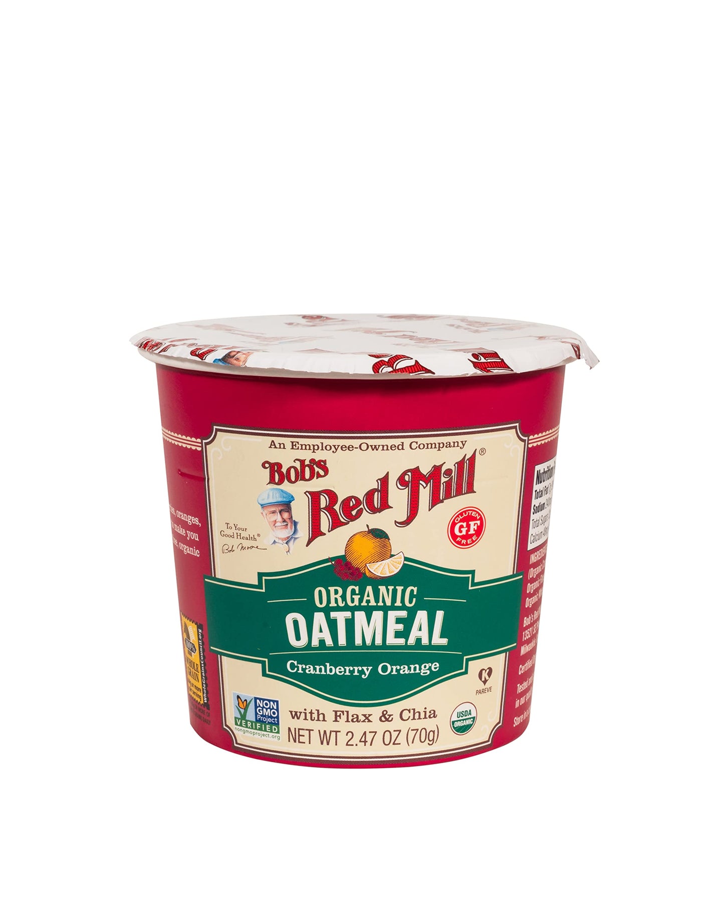 Bob's Red Mill Organic Oat Cup, Fruit & Seed, 1 cup (Pack of 12)- Non GMO, Whole Grain, Kosher