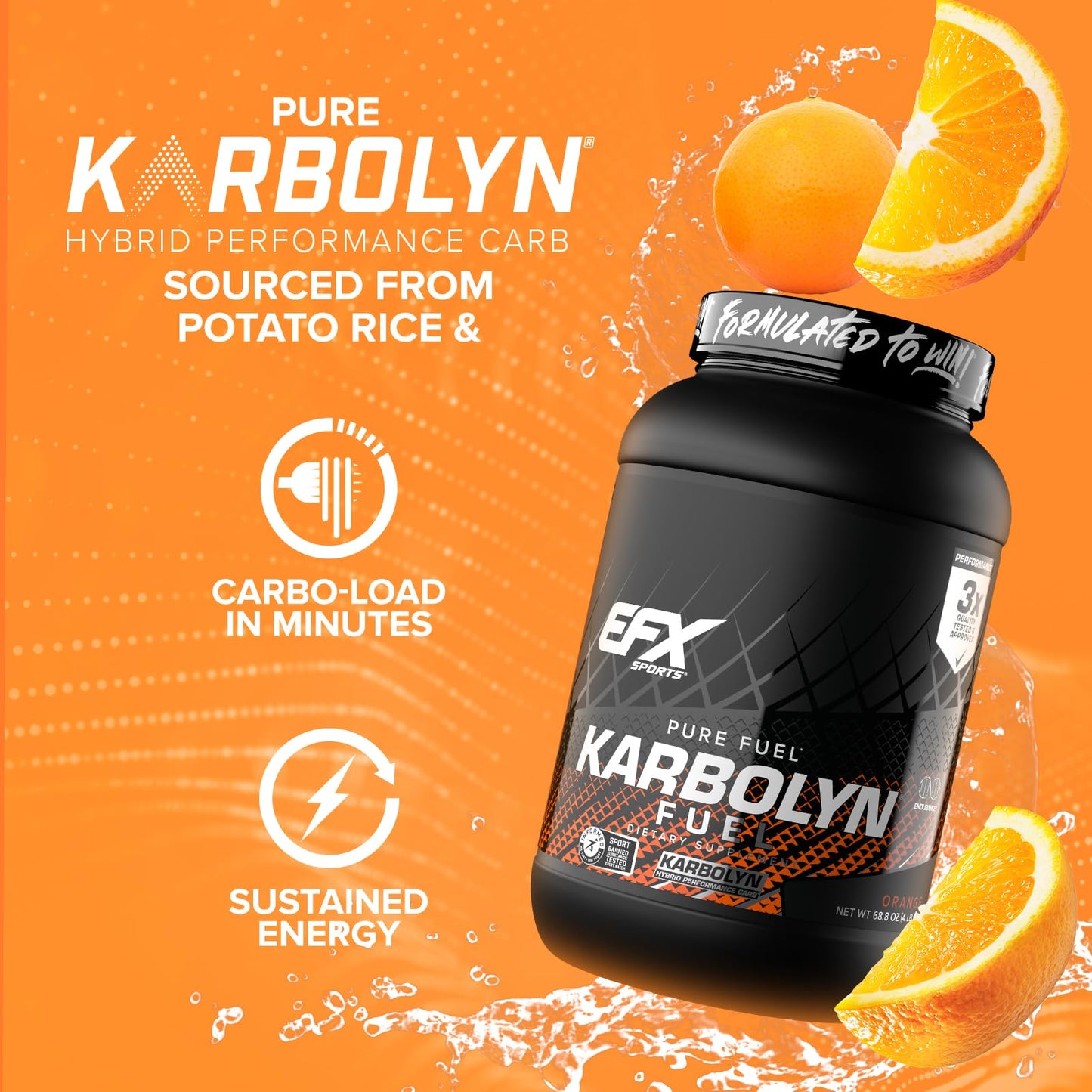 EFX Sports Karbolyn Fuel | Fast-Absorbing Carbohydrate Powder | Carb Load, Sustained Energy, Quick Recovery | Stimulant Free | 39 Servings (Neutral)
