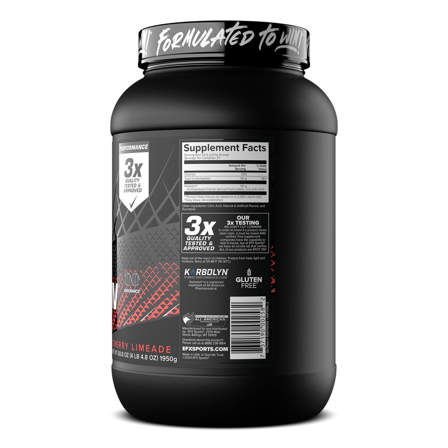 EFX Sports Karbolyn Fuel | Fast-Absorbing Carbohydrate Powder | Carb Load, Sustained Energy, Quick Recovery | Stimulant Free | 39 Servings (Neutral)