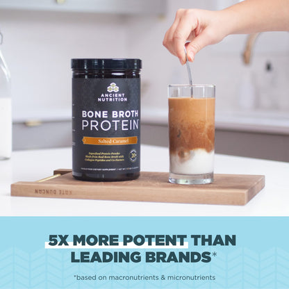 Ancient Nutrition Grass Fed, Cage Free, Bone Broth Protein Powder, 20g Protein, Hydrolyzed Collagen Peptides, Keto & Paleo Friendly, Supports Joint, Gut Health, Vanilla, 20 Servings