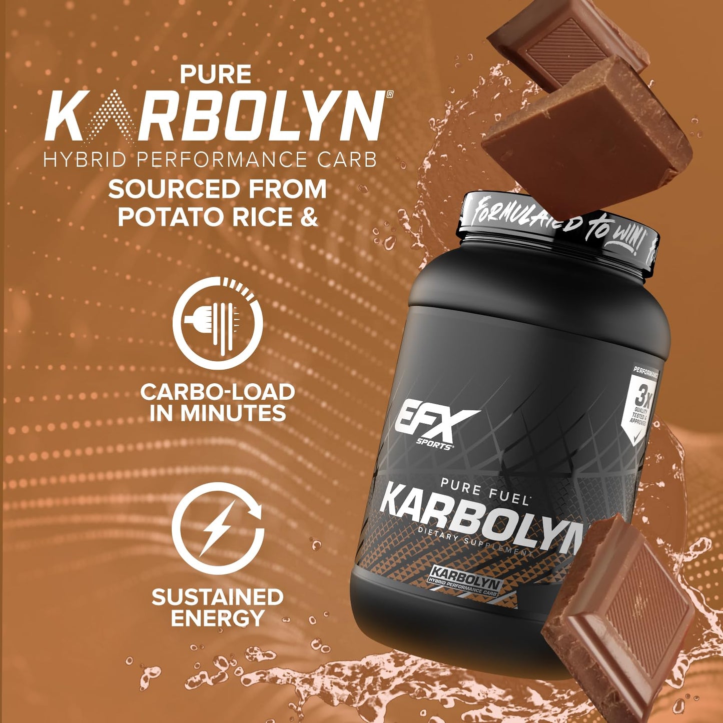 EFX Sports Karbolyn Fuel | Fast-Absorbing Carbohydrate Powder | Carb Load, Sustained Energy, Quick Recovery | Stimulant Free | 39 Servings (Neutral)