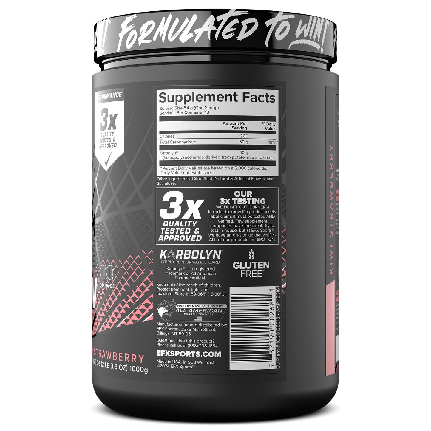 EFX Sports Karbolyn Fuel | Fast-Absorbing Carbohydrate Powder | Carb Load, Sustained Energy, Quick Recovery | Stimulant Free | 39 Servings (Neutral)