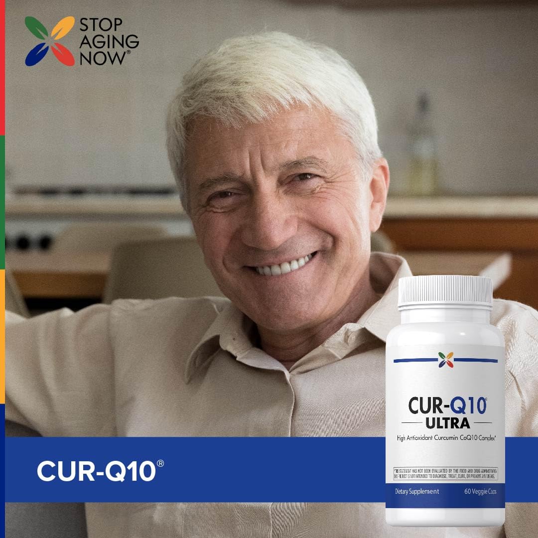 Stop Aging Now - CoQ10 200mg - 60 Capsules - Antioxidant Curcumin Complex Supplement
