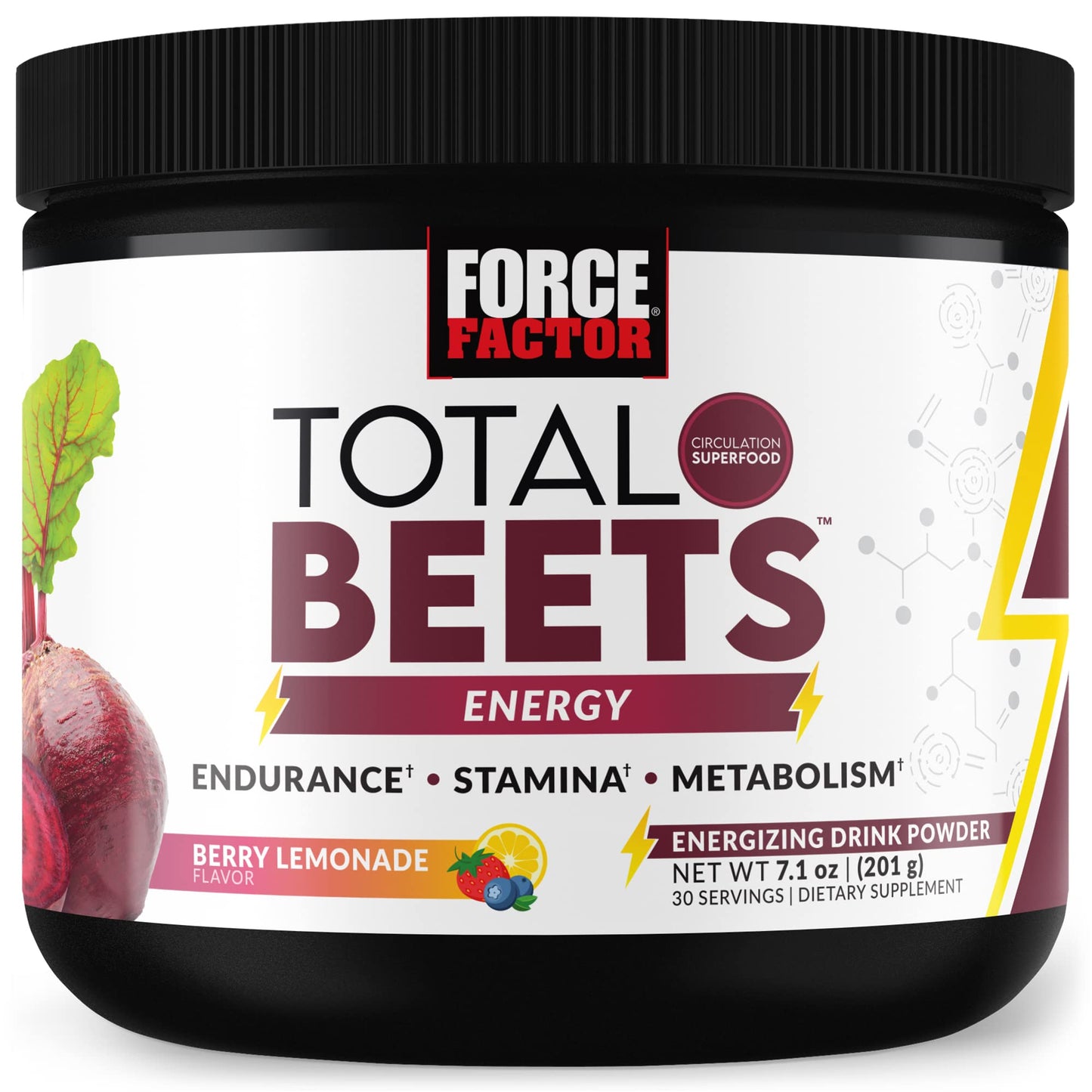 Force Factor Total Beets Ultimate Heart Health Blood Pressure Support with CoQ10, Beet Root Powder, Grape Seed Extract, Blood Pressure Supplement for Circulation, Black Cherry, 30 Servings