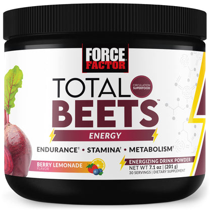 Force Factor Total Beets Ultimate Heart Health Blood Pressure Support with CoQ10, Beet Root Powder, Grape Seed Extract, Blood Pressure Supplement for Circulation, Black Cherry, 30 Servings