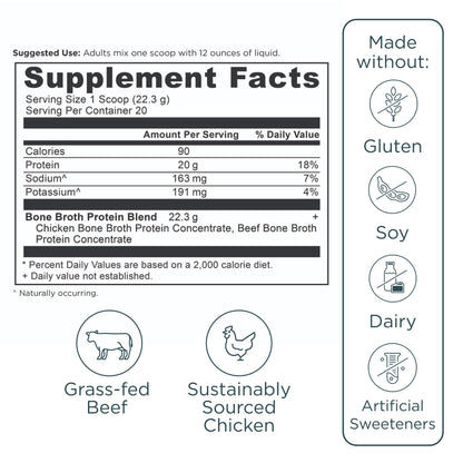 Ancient Nutrition Grass Fed, Cage Free, Bone Broth Protein Powder, 20g Protein, Hydrolyzed Collagen Peptides, Keto & Paleo Friendly, Supports Joint, Gut Health, Vanilla, 20 Servings
