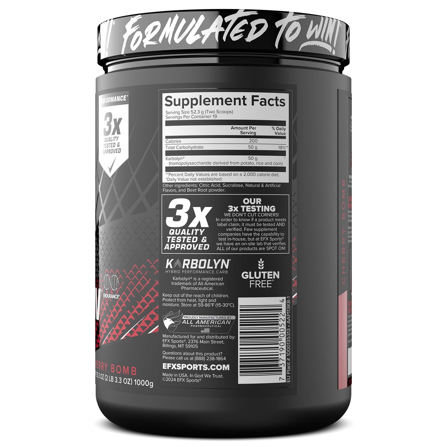 EFX Sports Karbolyn Fuel | Fast-Absorbing Carbohydrate Powder | Carb Load, Sustained Energy, Quick Recovery | Stimulant Free | 39 Servings (Neutral)