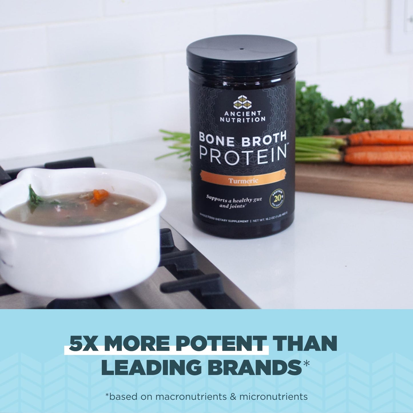 Ancient Nutrition Grass Fed, Cage Free, Bone Broth Protein Powder, 20g Protein, Hydrolyzed Collagen Peptides, Keto & Paleo Friendly, Supports Joint, Gut Health, Vanilla, 20 Servings