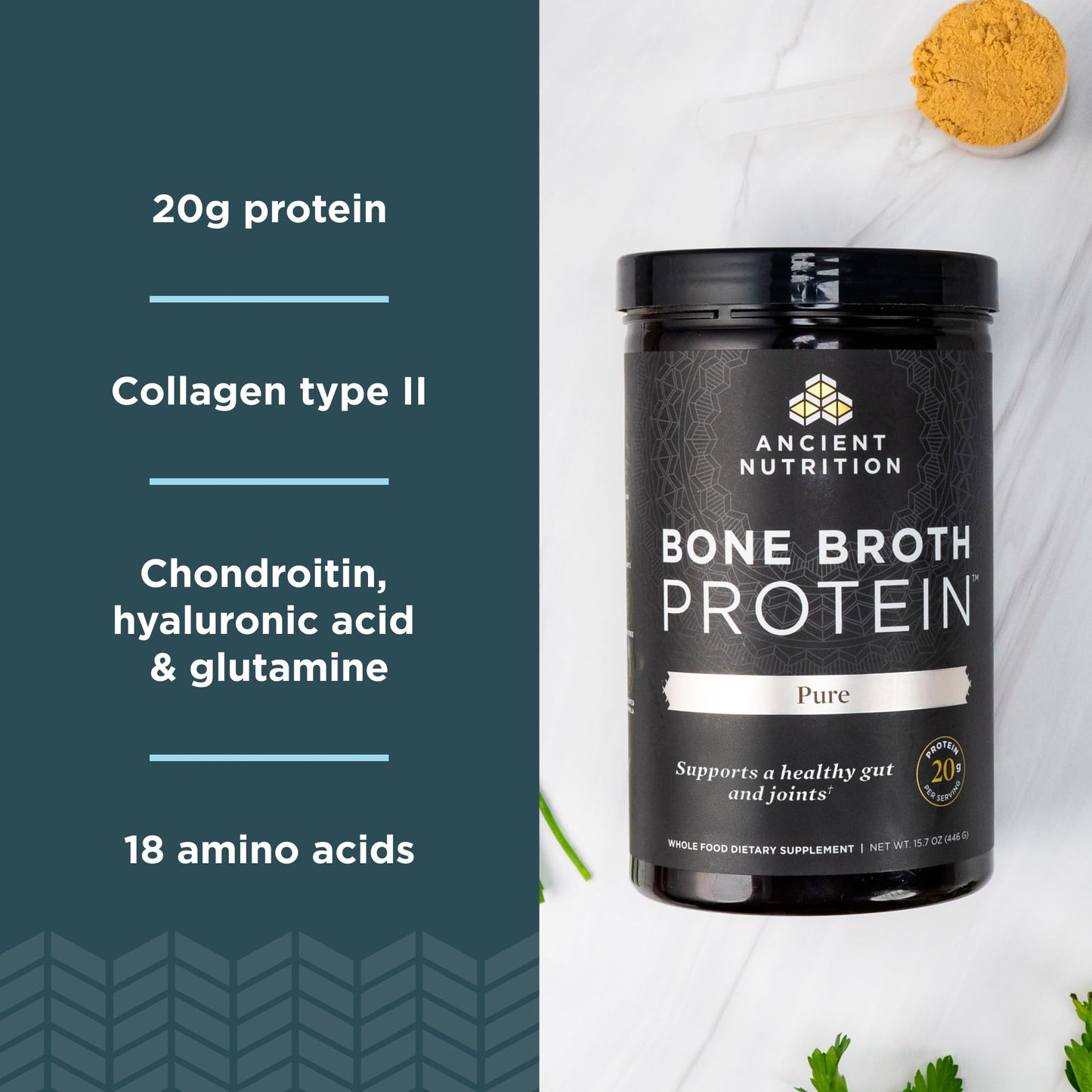 Ancient Nutrition Grass Fed, Cage Free, Bone Broth Protein Powder, 20g Protein, Hydrolyzed Collagen Peptides, Keto & Paleo Friendly, Supports Joint, Gut Health, Vanilla, 20 Servings