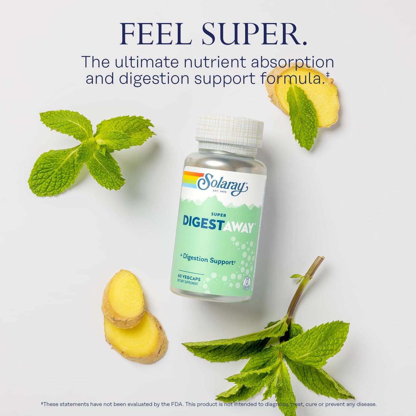 SOLARAY Super Digestaway Digestive Enzymes - Pancreatin, Papain, Ginger, Pepsin, Betaine HCl, Aloe Vera, and More - Digestion & Nutrient Absorption Support - Lab Verified - 180 VegCaps