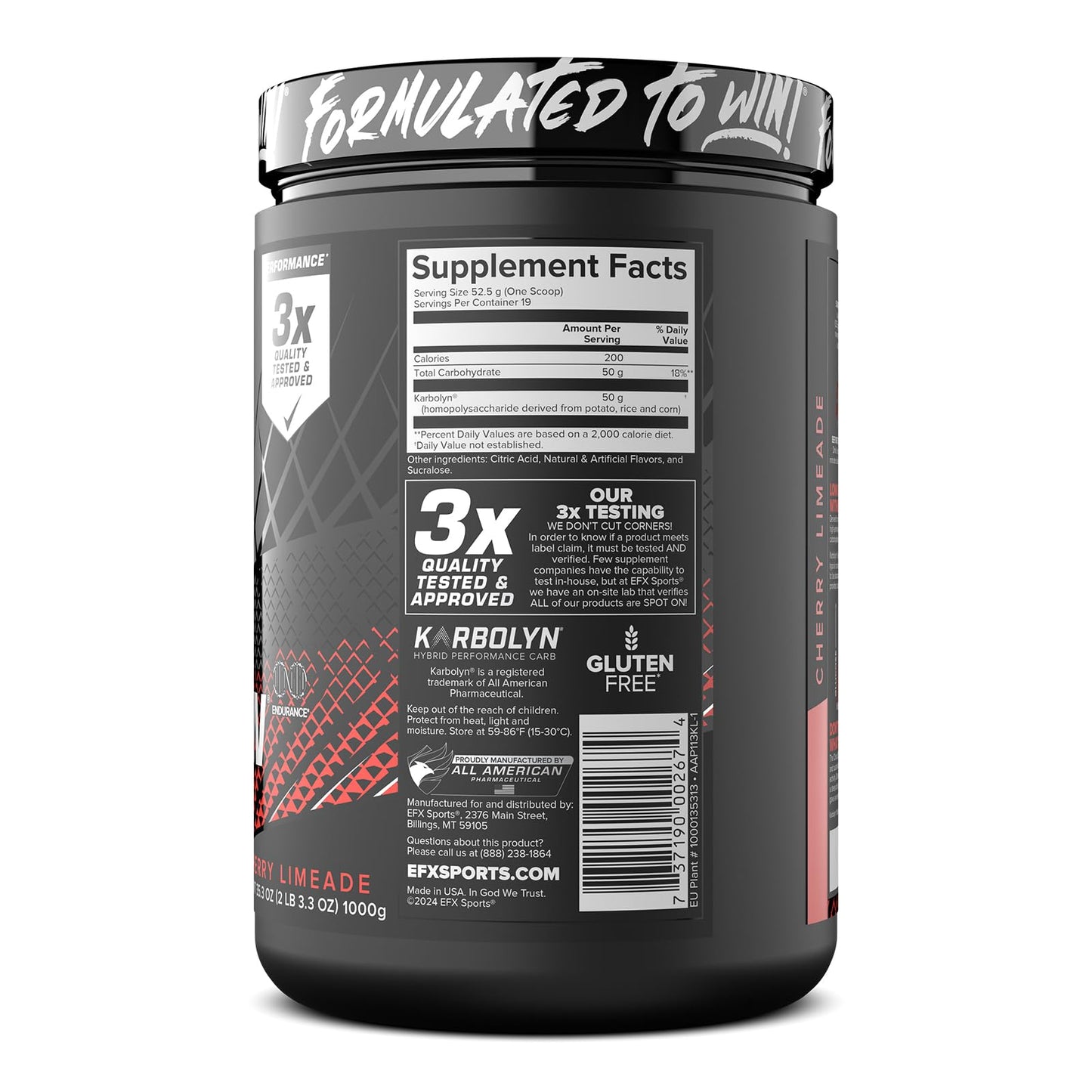 EFX Sports Karbolyn Fuel | Fast-Absorbing Carbohydrate Powder | Carb Load, Sustained Energy, Quick Recovery | Stimulant Free | 39 Servings (Neutral)