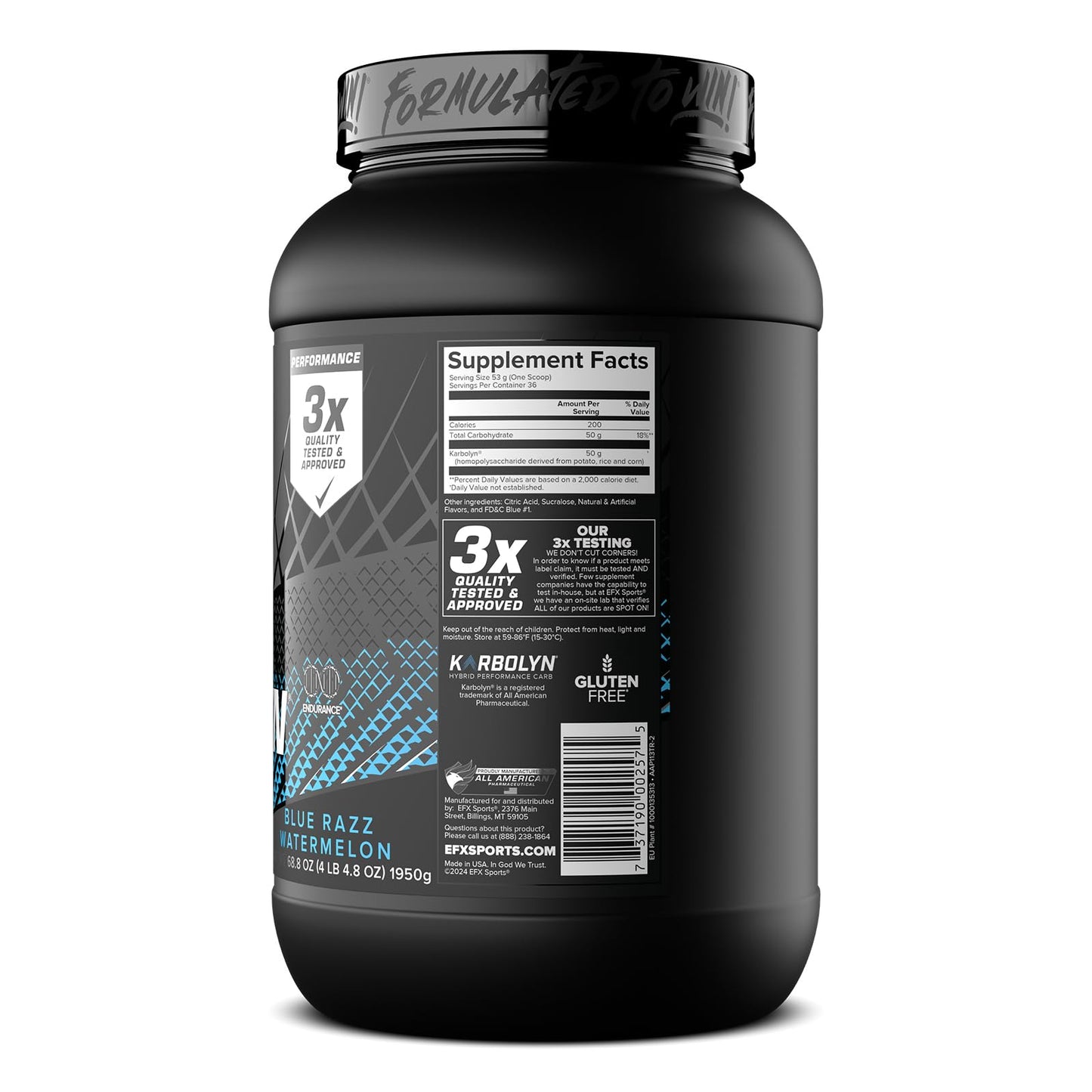 EFX Sports Karbolyn Fuel | Fast-Absorbing Carbohydrate Powder | Carb Load, Sustained Energy, Quick Recovery | Stimulant Free | 39 Servings (Neutral)
