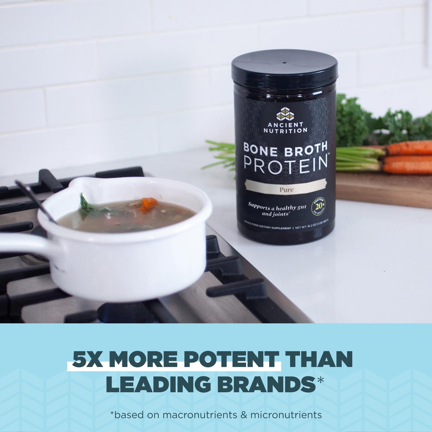 Ancient Nutrition Grass Fed, Cage Free, Bone Broth Protein Powder, 20g Protein, Hydrolyzed Collagen Peptides, Keto & Paleo Friendly, Supports Joint, Gut Health, Vanilla, 20 Servings
