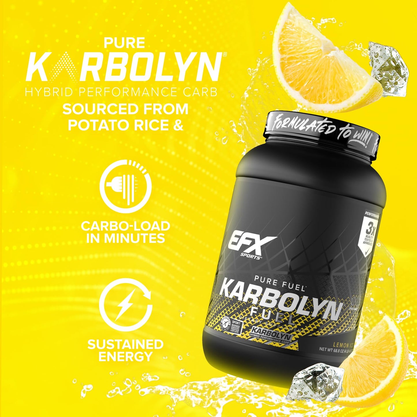 EFX Sports Karbolyn Fuel | Fast-Absorbing Carbohydrate Powder | Carb Load, Sustained Energy, Quick Recovery | Stimulant Free | 39 Servings (Neutral)