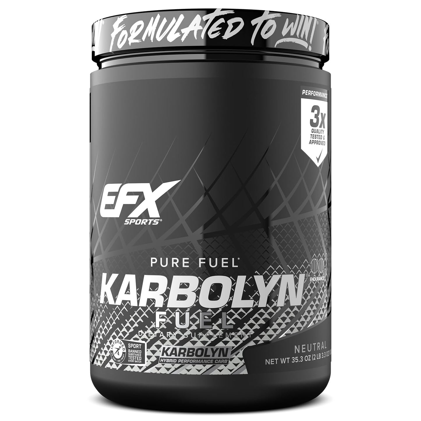 EFX Sports Karbolyn Fuel | Fast-Absorbing Carbohydrate Powder | Carb Load, Sustained Energy, Quick Recovery | Stimulant Free | 39 Servings (Neutral)