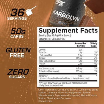 EFX Sports Karbolyn Fuel | Fast-Absorbing Carbohydrate Powder | Carb Load, Sustained Energy, Quick Recovery | Stimulant Free | 39 Servings (Neutral)