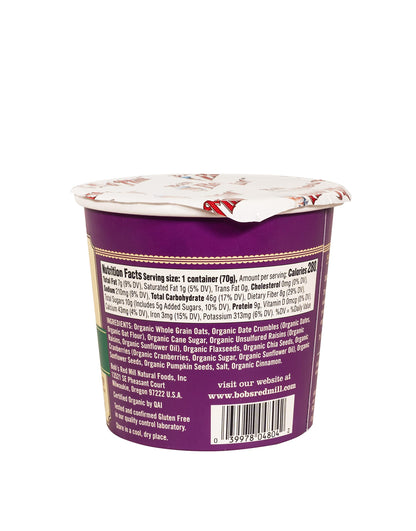 Bob's Red Mill Organic Oat Cup, Fruit & Seed, 1 cup (Pack of 12)- Non GMO, Whole Grain, Kosher