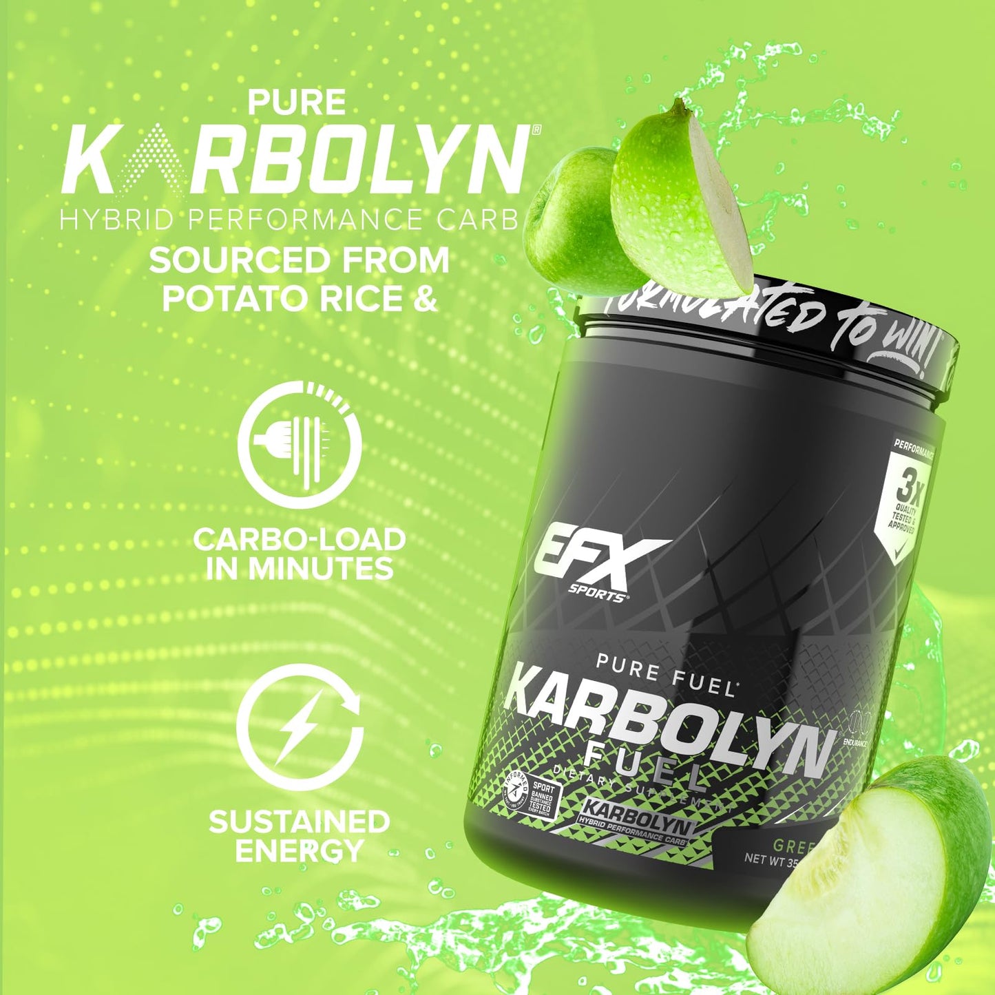 EFX Sports Karbolyn Fuel | Fast-Absorbing Carbohydrate Powder | Carb Load, Sustained Energy, Quick Recovery | Stimulant Free | 39 Servings (Neutral)