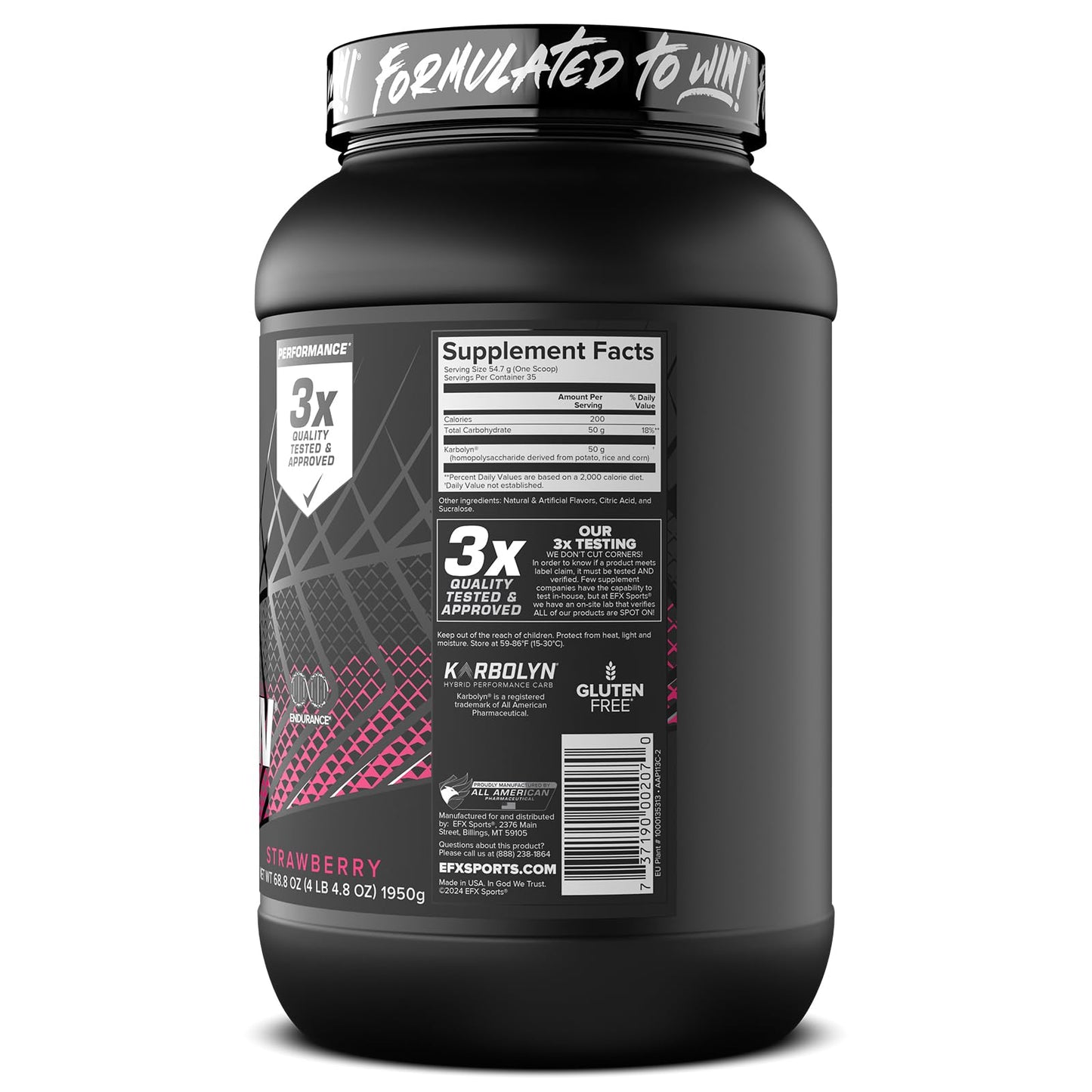 EFX Sports Karbolyn Fuel | Fast-Absorbing Carbohydrate Powder | Carb Load, Sustained Energy, Quick Recovery | Stimulant Free | 39 Servings (Neutral)