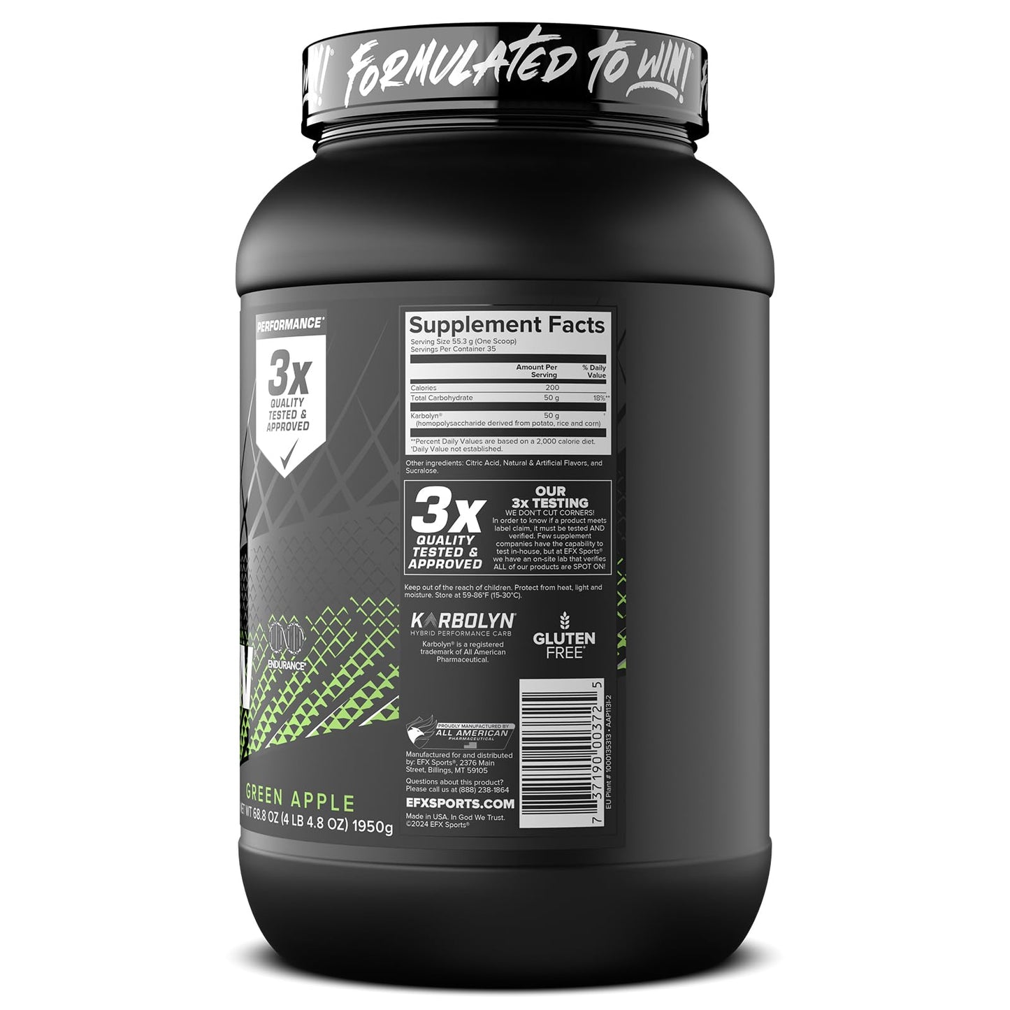 EFX Sports Karbolyn Fuel | Fast-Absorbing Carbohydrate Powder | Carb Load, Sustained Energy, Quick Recovery | Stimulant Free | 39 Servings (Neutral)