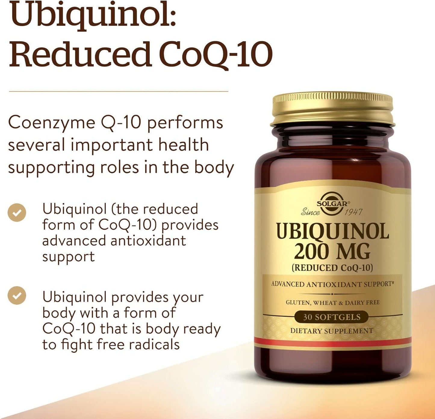 Solgar Ubiquinol 200 mg Reduced CoQ-10 30 Softgels