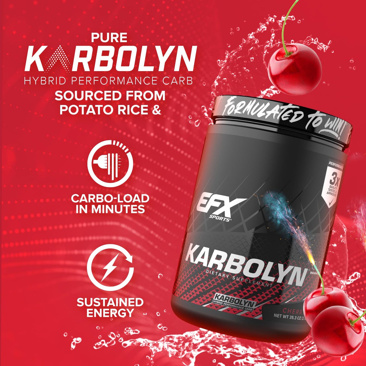EFX Sports Karbolyn Fuel | Fast-Absorbing Carbohydrate Powder | Carb Load, Sustained Energy, Quick Recovery | Stimulant Free | 39 Servings (Neutral)