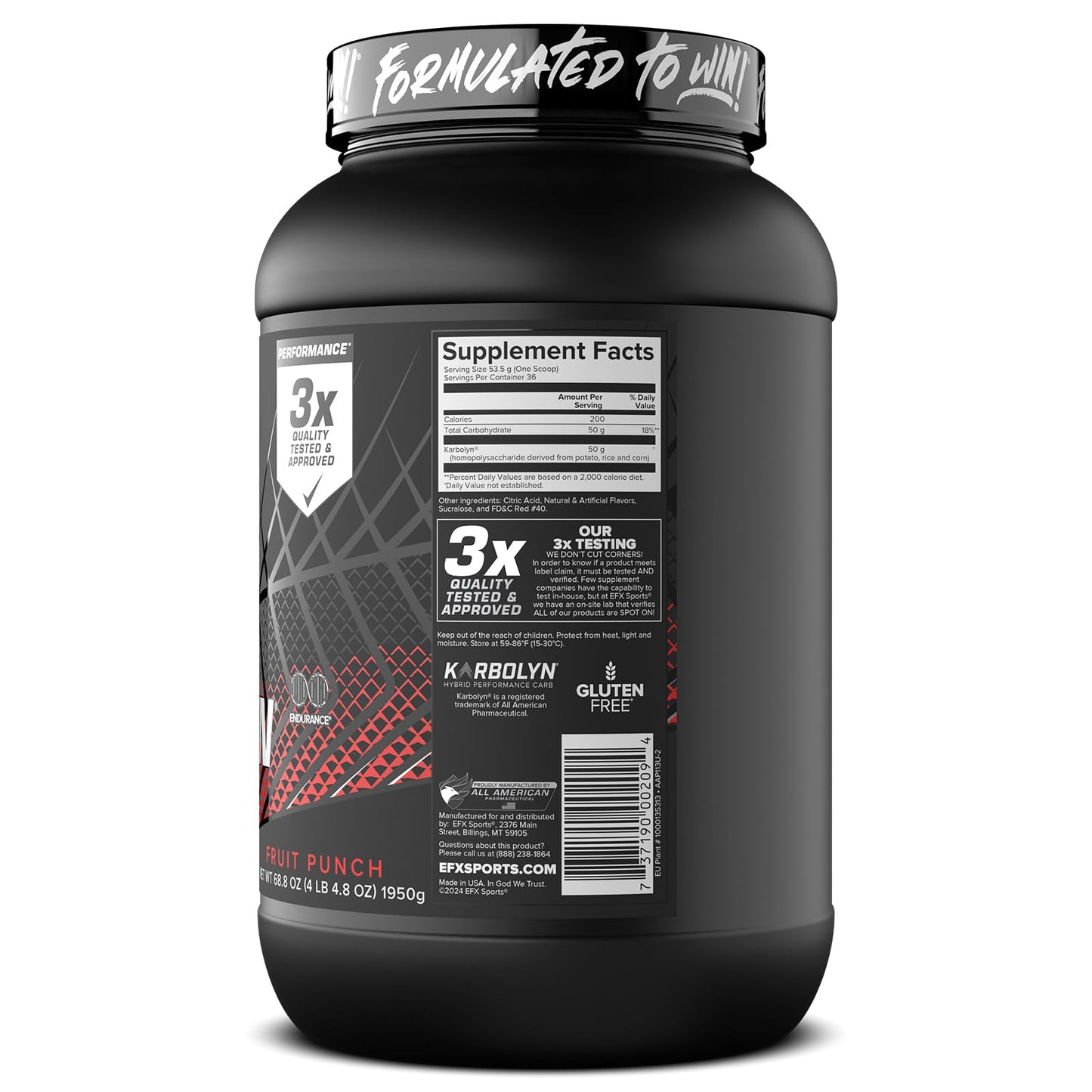 EFX Sports Karbolyn Fuel | Fast-Absorbing Carbohydrate Powder | Carb Load, Sustained Energy, Quick Recovery | Stimulant Free | 39 Servings (Neutral)