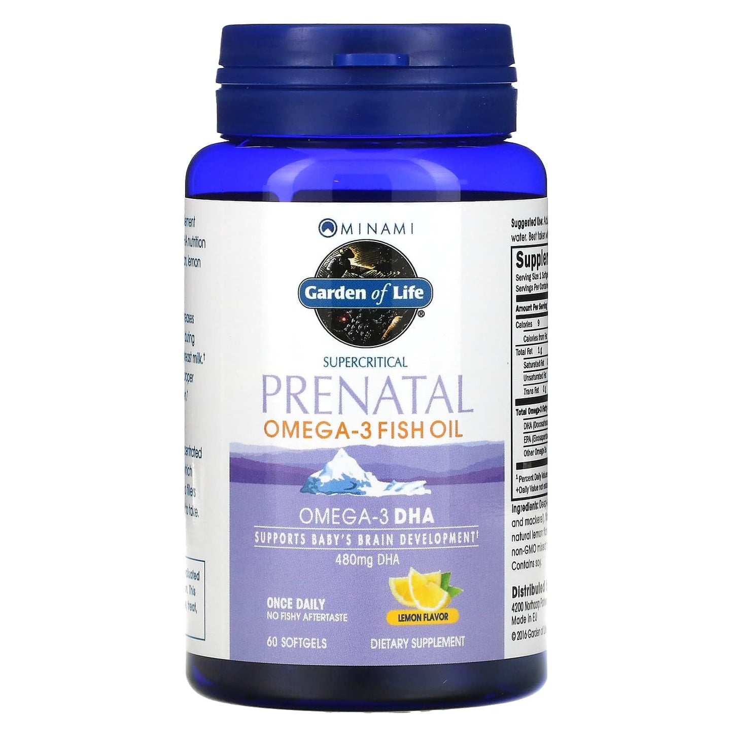 Garden of Life Prenatal DHA Omega 3 Fish Oil Supplement - Minami Natural Prenatal, Lemon, 60 Softgels