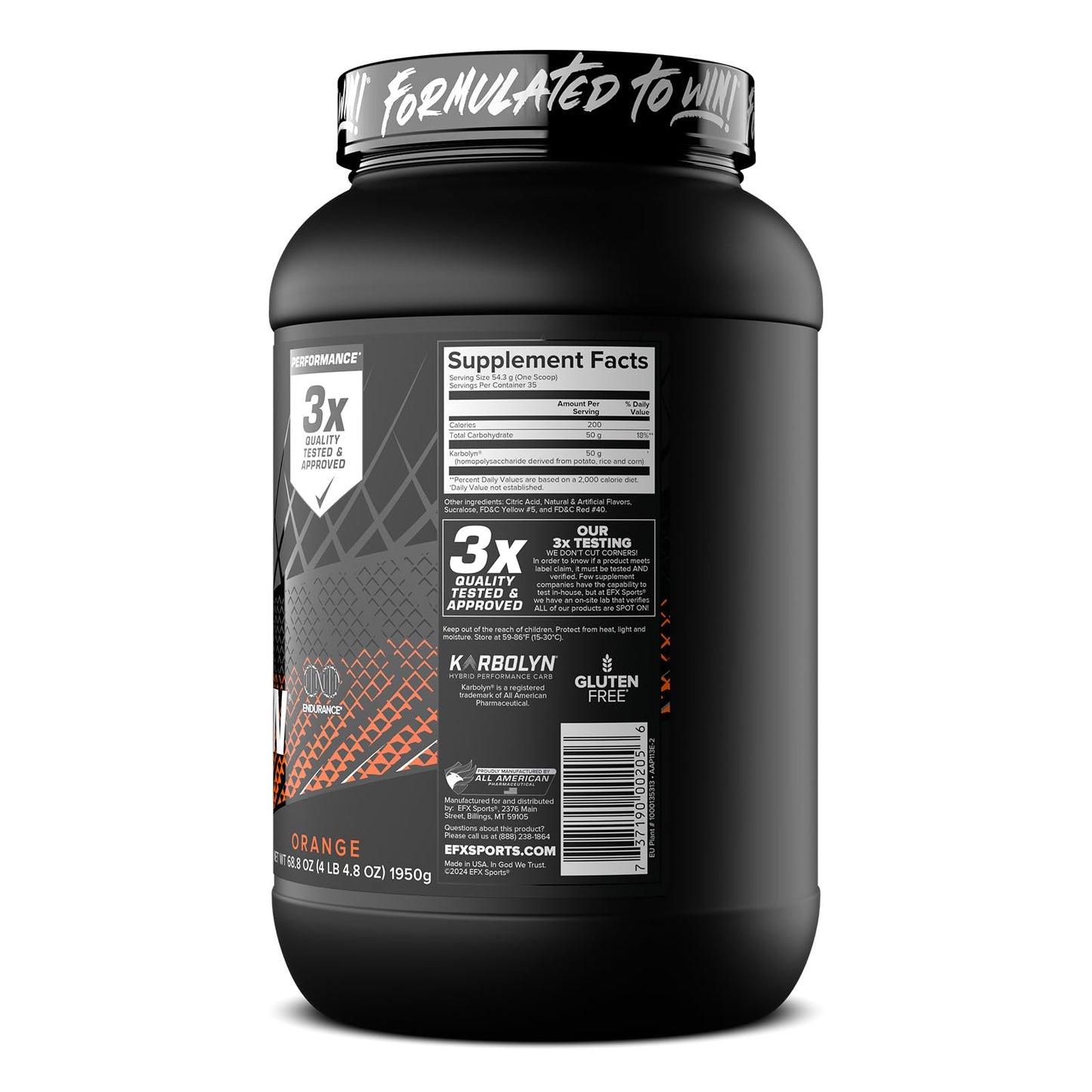 EFX Sports Karbolyn Fuel | Fast-Absorbing Carbohydrate Powder | Carb Load, Sustained Energy, Quick Recovery | Stimulant Free | 39 Servings (Neutral)