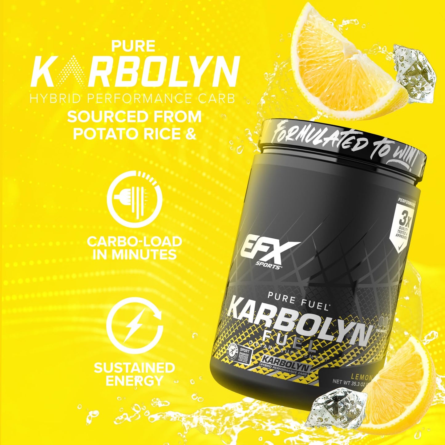 EFX Sports Karbolyn Fuel | Fast-Absorbing Carbohydrate Powder | Carb Load, Sustained Energy, Quick Recovery | Stimulant Free | 39 Servings (Neutral)