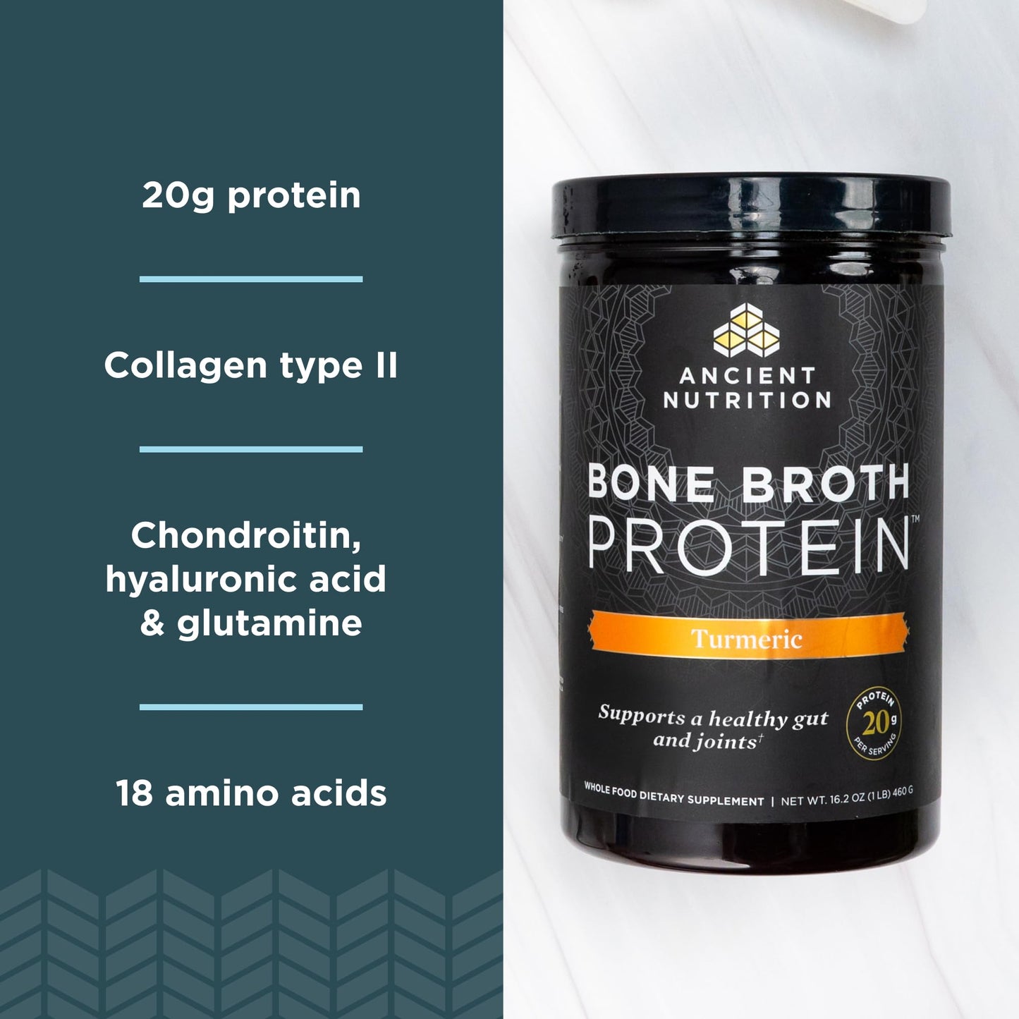 Ancient Nutrition Grass Fed, Cage Free, Bone Broth Protein Powder, 20g Protein, Hydrolyzed Collagen Peptides, Keto & Paleo Friendly, Supports Joint, Gut Health, Vanilla, 20 Servings