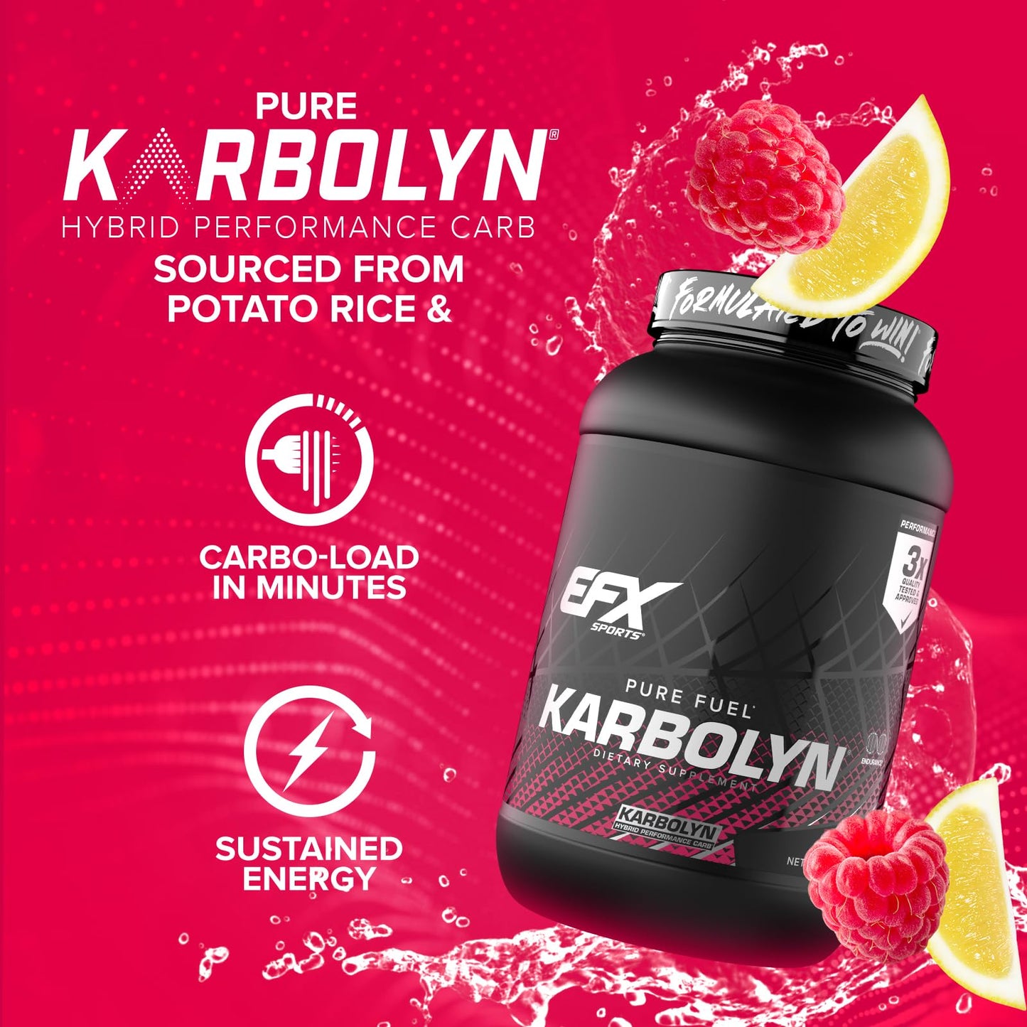 EFX Sports Karbolyn Fuel | Fast-Absorbing Carbohydrate Powder | Carb Load, Sustained Energy, Quick Recovery | Stimulant Free | 39 Servings (Neutral)