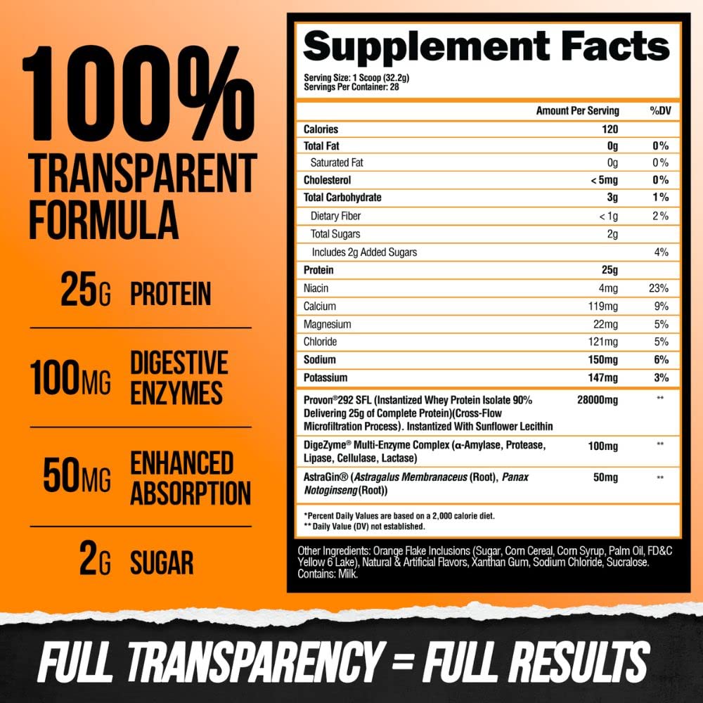 ALPHA LION Superhuman Whey Protein Powder, Great Tasting Pure Whey Protein Isolate, Low Carb, Low Sugar, No Bloat Post Workout, Muscle Recovery & Growth (28 Servings, Orange Gainsicle)